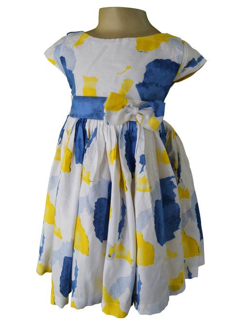 Faye Yellow & Blue Capsleeve Dress