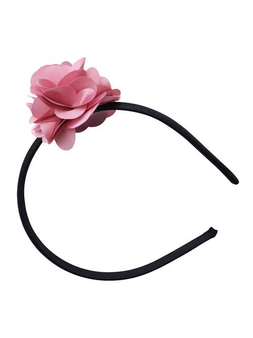 Blush Pink Flower on Black Satin