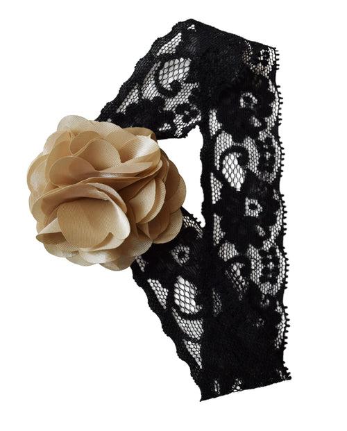 Champagne Flower on Black Lace