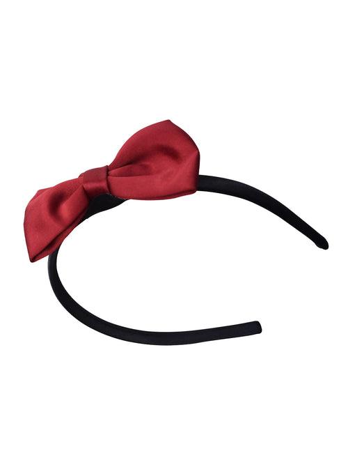 Dark Maroon Bow on Black Satin