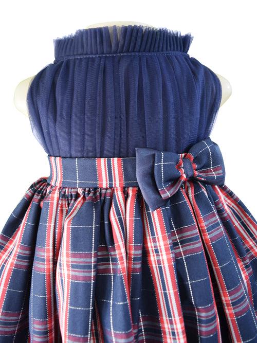 Faye Blue Collared Checks Dress