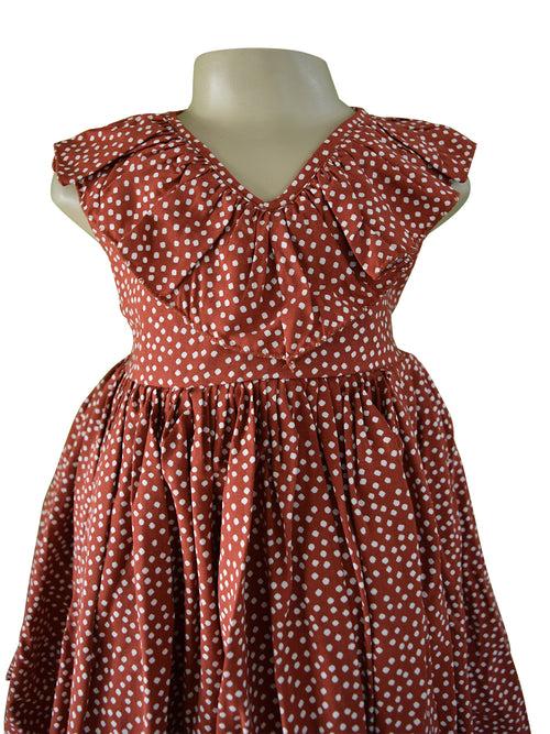 Faye Maroon Polka Dress