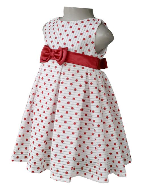 Faye Maroon Polka Pleated Dress