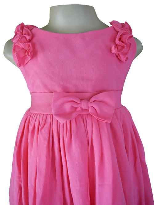 Faye Pink Shoulder Ruffle Dress