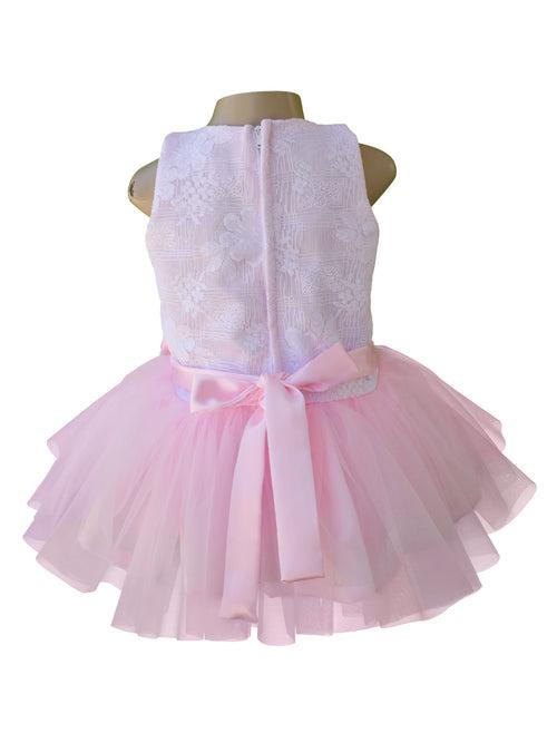 Faye White Lace Pink Net Tutu Dress