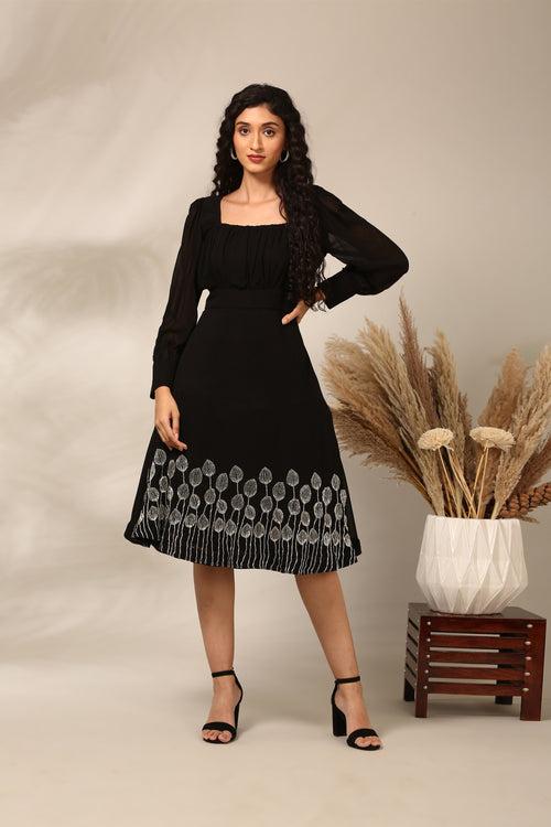 Black Silk Georgette Dress  - AS0723