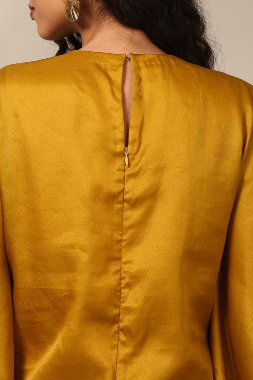 Mustard Yellow Raw Tissue Silk Jumspsuit - ASJS020