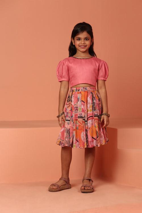 Muslin Printed Skirt With Blouse - ASKW006