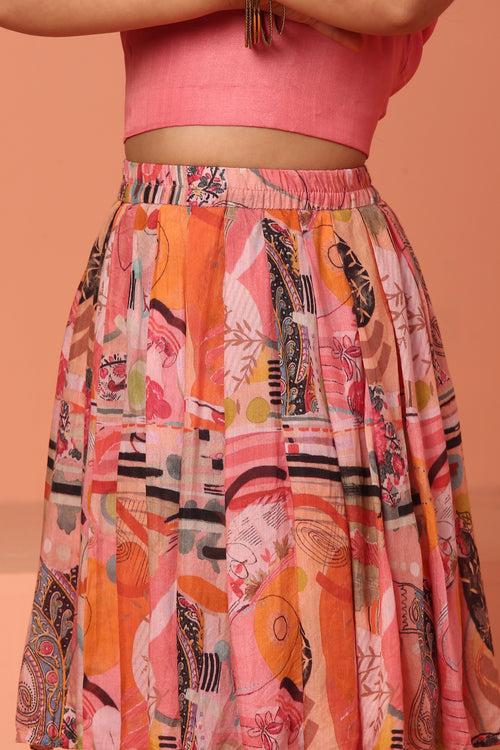 Muslin Printed Skirt With Blouse - ASKW006