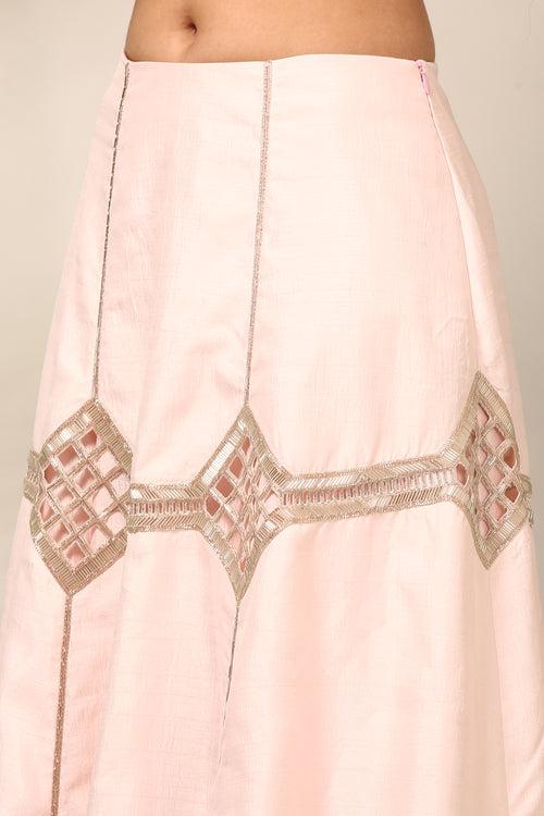 Light Pink Slub Silk Lehenga - ASL028