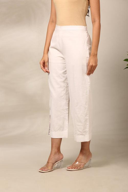 White Malai Cotton Pant - ASPL046