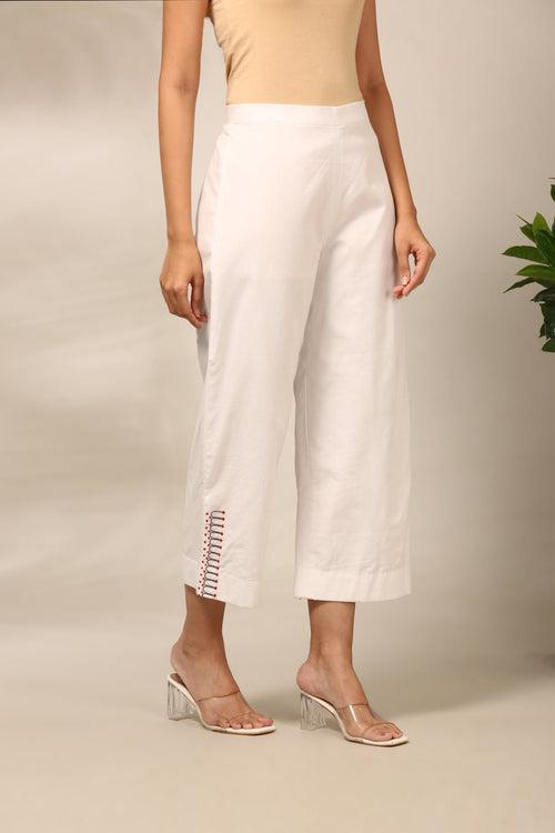 White Malai Cotton Pant - ASPL046