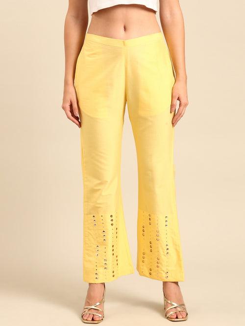 Yellow Cotton Silk Pants - ASPL052