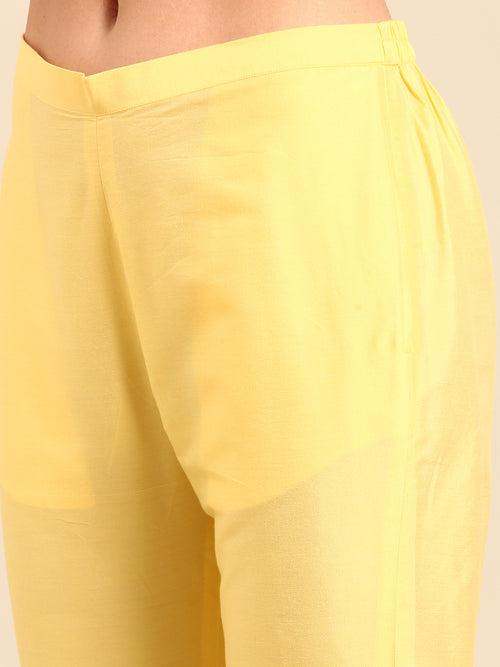 Yellow Cotton Silk Pants - ASPL052