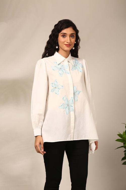 White Malai Cotton Short Top - ASST0100