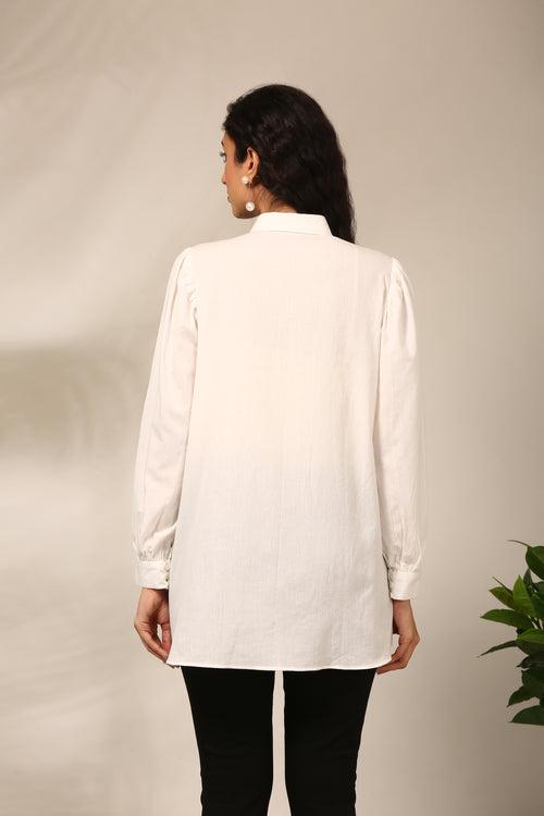 White Malai Cotton Short Top - ASST0100