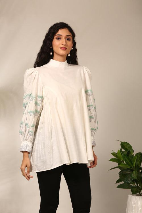 Ivory Cotton Silk Short Top - ASST0104