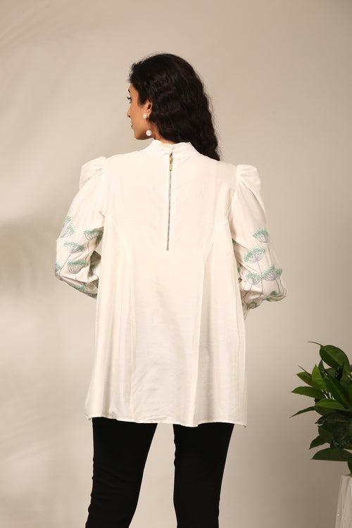 Ivory Cotton Silk Short Top - ASST0104