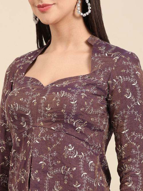 Purple Chanderi Top - ASST095