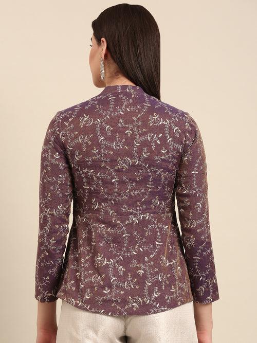 Purple Chanderi Top - ASST095