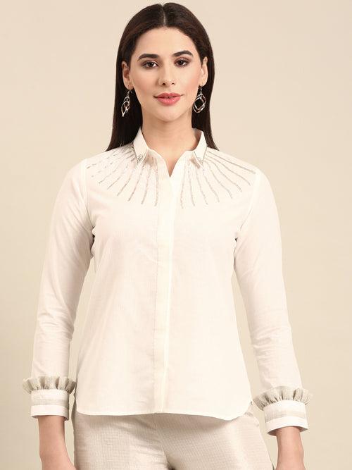 White Malai Cotton Top - ASST096