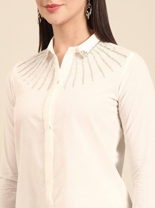 White Malai Cotton Top - ASST096