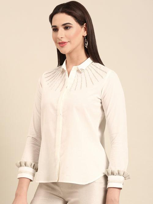 White Malai Cotton Top - ASST096