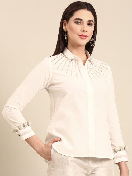 White Malai Cotton Top - ASST096