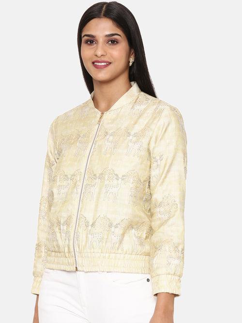 Gold Emb Silk Bomber Jacket - ASBJ005