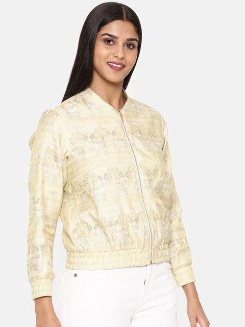 Gold Emb Silk Bomber Jacket - ASBJ005