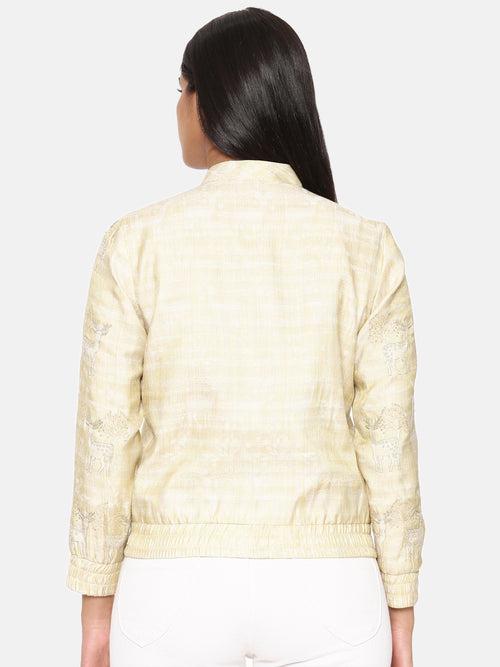 Gold Emb Silk Bomber Jacket - ASBJ005