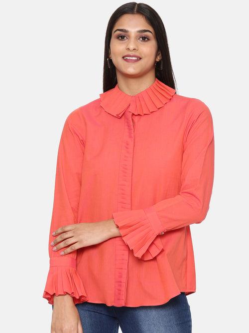 Orange Cotton Short Shirt -  ASST059