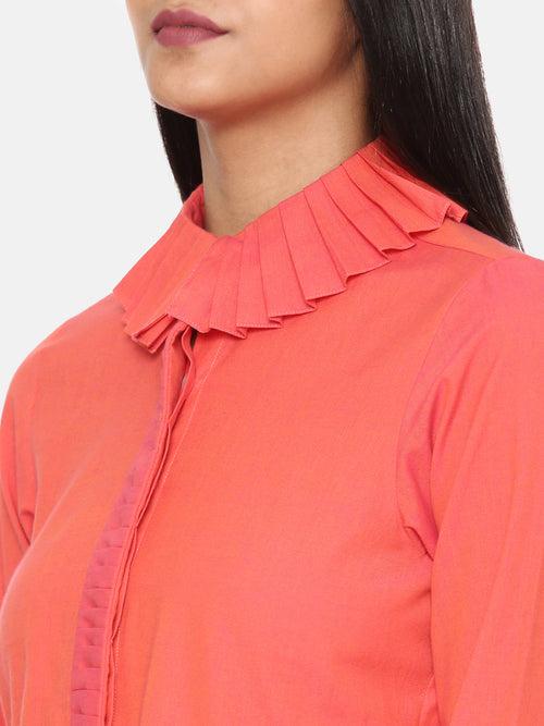 Orange Cotton Short Shirt -  ASST059