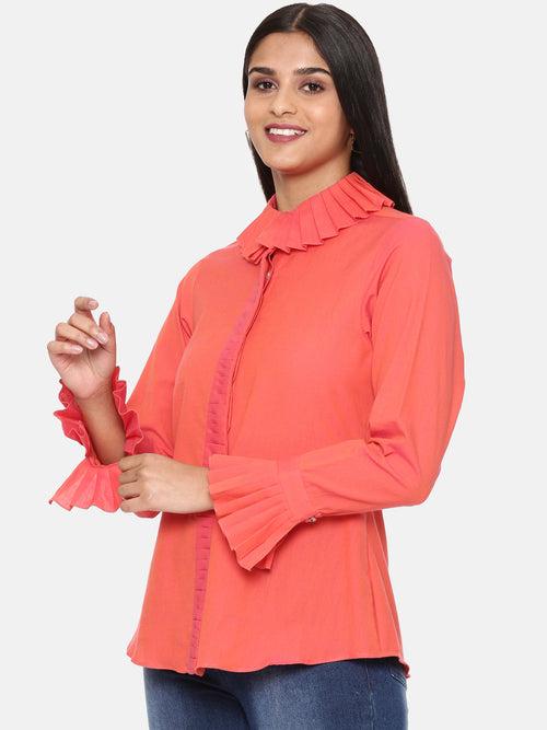 Orange Cotton Short Shirt -  ASST059