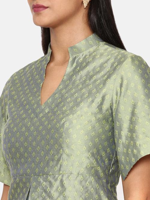 Green Silk Jaquard Top -  ASST062