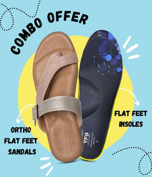 Ortho Flat Feet brown back Strap Sandal & Unisex Flat Feet Shoe Insole With Medial Arch Support