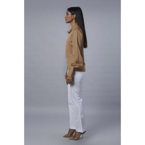 Colette Beige Cowl Neck Top