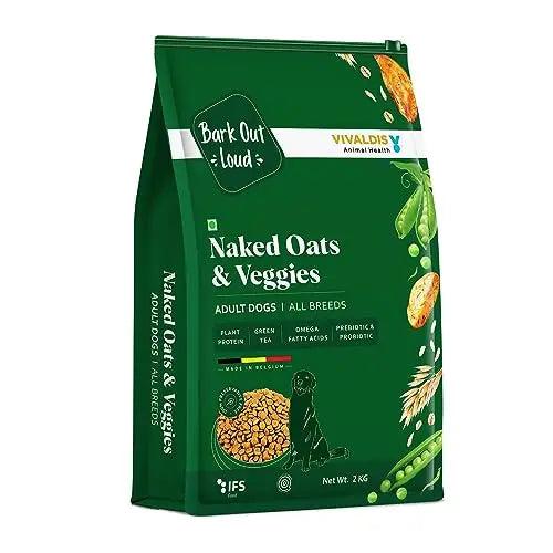 Bark Out Loud by Vivaldis - Naked Oats & Veggies, Veg Dry Dog Food for All Breeds 9kgs+, Rich in Plant Protein, Prebiotics & Probiotics, Vitamins and Fibre, 2kg