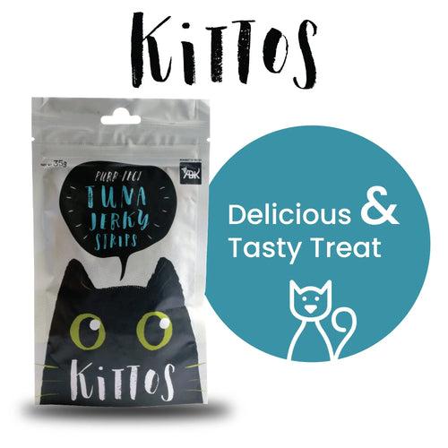 Kittos Tuna Jerky Strips Cat Treats, Best Treat to Train Your pet Easily, Suitable for All Breeds of Cats - (Pack of 2), 35 gm