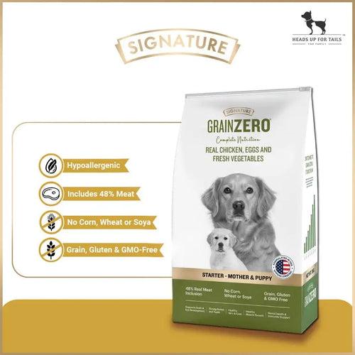 Signature Grain Zero Starter Mother & Puppy Dog Dry Food - 12 kg - Real Chicken, Eggs and Fresh Vegetables | Grain, Gluten & GMO Free