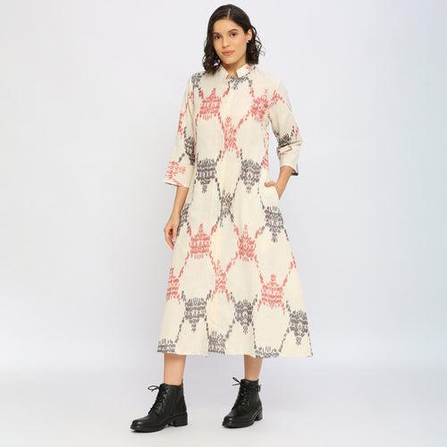 White Ikat Jacket Dress