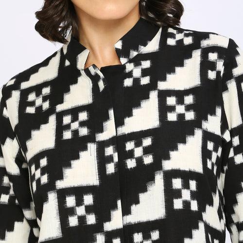 Monochrome Double Ikat Jacket Dress