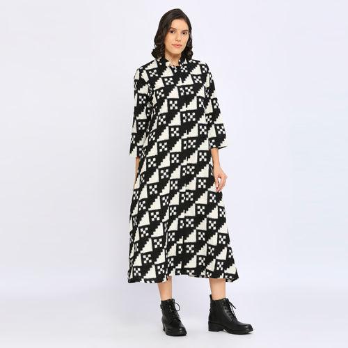 Monochrome Double Ikat Jacket Dress