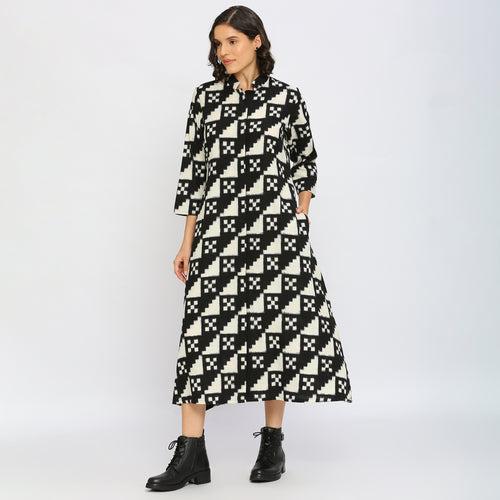 Monochrome Double Ikat Jacket Dress