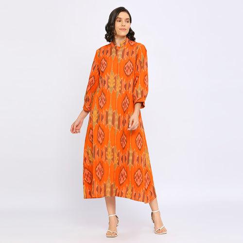 Tangerine Ikat Jacket Dress