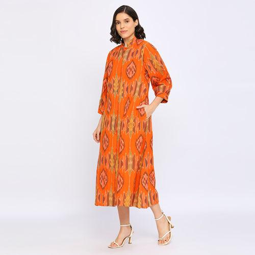 Tangerine Ikat Jacket Dress