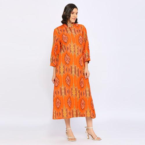 Tangerine Ikat Jacket Dress