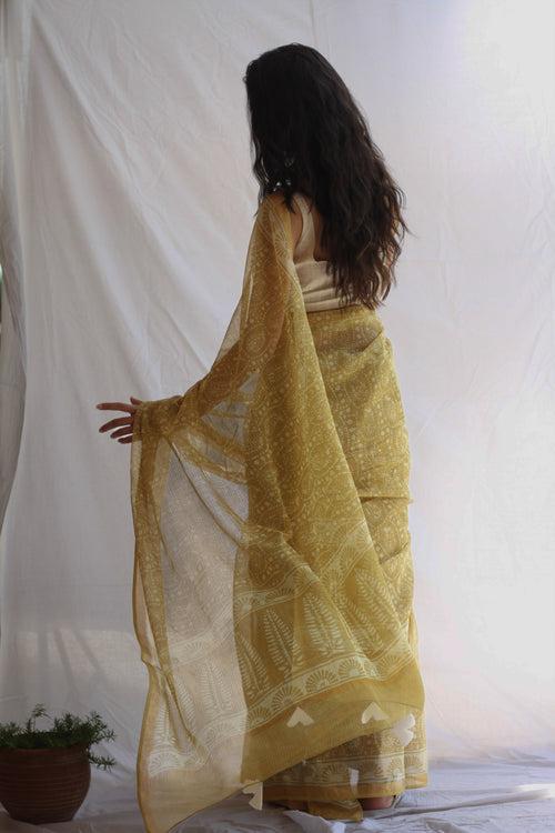 Surmayi : Dabu Print Kota Doria Saree