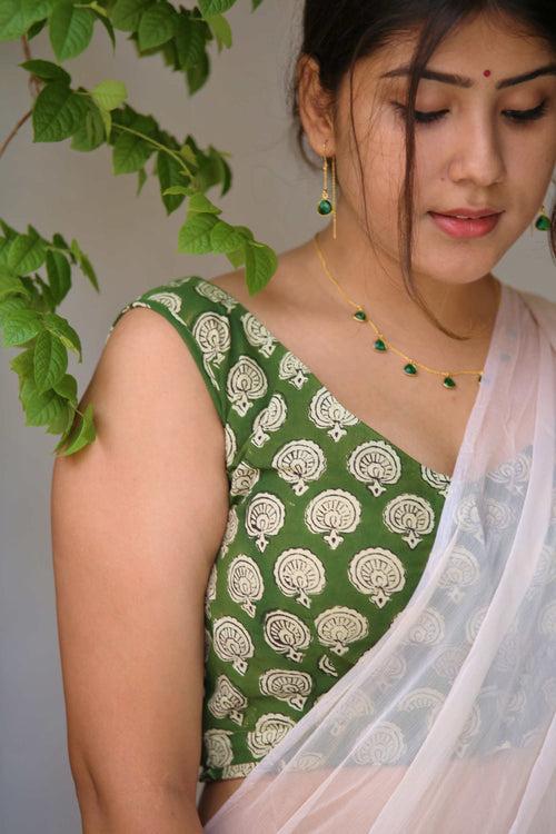 Green Bagru Print Blouse