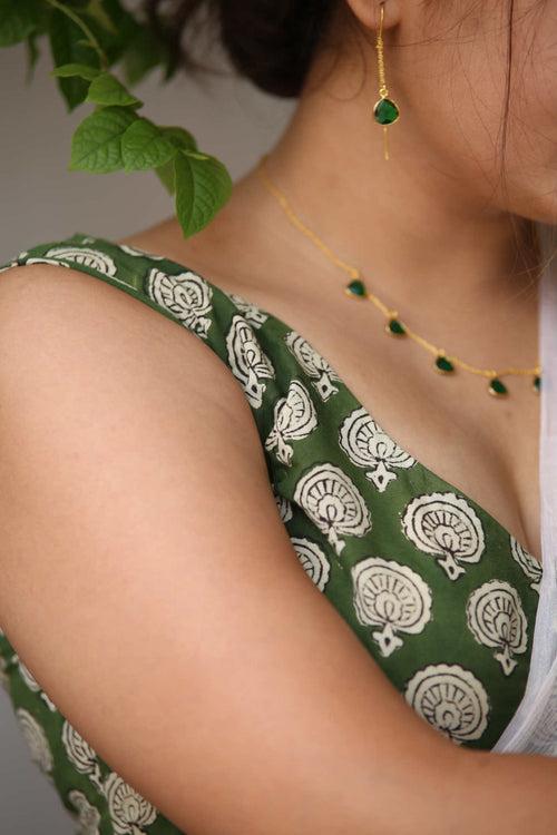 Green Bagru Print Blouse